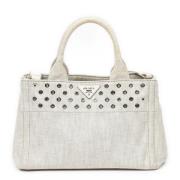 Pre-owned Hvitt lerret Prada Canapa Tote