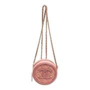 Pre-owned Rosa skinn Chanel lommebok pa kjede