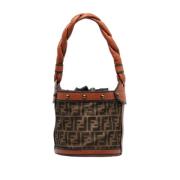 Pre-owned Brunt skinn Fendi botteveske