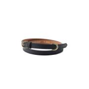 Brun Maison Boinet Grained Calf Leather Stitch Belt Black Belte