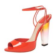 Pre-owned Oransje Dior-sandaler i skinn