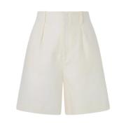 Hvite ensfargede shorts for kvinner