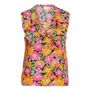 Blomstrete V-Hals Bluse