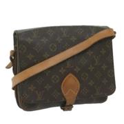 Pre-owned Brunt lerret Louis Vuitton Cartouchiere