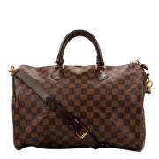 Pre-owned Brunt lerret Louis Vuitton Speedy