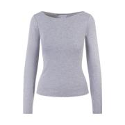 Petronella Rib Boatneck - Lys Grå Melange