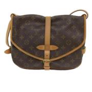 Pre-owned Brunt lerret Louis Vuitton Saumur