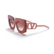 V - Soul Sunglasses in Pink White Gold/Pink Shaded