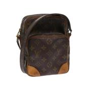 Pre-owned Brunt lerret Louis Vuitton skuldervesker