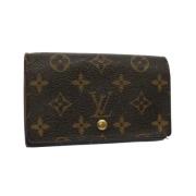 Pre-owned Brunt lerret Louis Vuitton lommebok