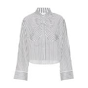 Stripet Cutline Skjorte - Sølvgrå