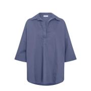 Himmelblå Oversize Pullover Skjorte Bluse