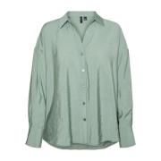 Grønn Vero Moda Vmqueeny Ls Oversize Shirt