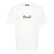 Hvit Bomull T-skjorte med Logo Print