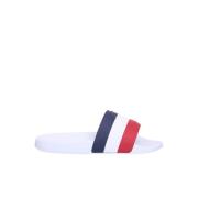 Hvite Sandaler med Stripet Preget Logo