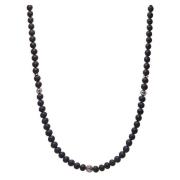 Beaded Necklace with Matte Onyx and Silver