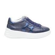 Blå Skinn Sneakers med Memory Foam Såle