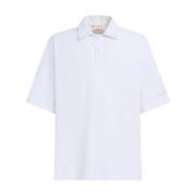 Hvit Oversize Poloskjorte med Logo Patch