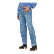 Høy Midje Straight Jeans Blå