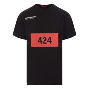 Sort T-skjorte med 424 Box Logo Print