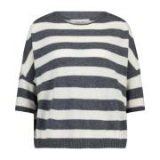 Stripete Oversized Pullover i Ullblanding