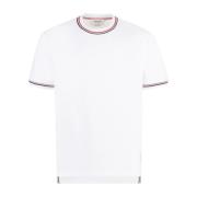 Hvit Bomull T-skjorte med Ribbekanter