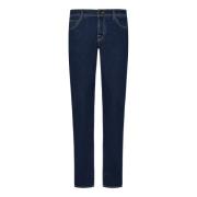 Slim-fit Mørkeblå Jeans med Lommetørkle