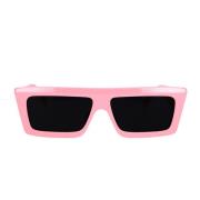 Glamorøse firkantede solbriller i rosa acetat med grå organiske linser