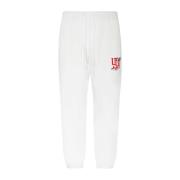 Hvite bomulls bukser med logo print og snøring
