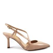 Nude Skinn Slingback Hæler