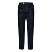 Mørkeblå Slim Fit Jeans med Metall Detaljer