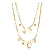 Women`s Layered Charm Necklace