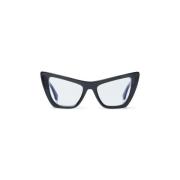 Sorte optiske briller med blå detaljer