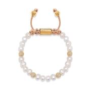 Women`s Beaded Bracelet with Pearl and Gold