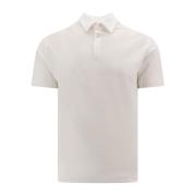 Hvit kortermet T-skjorte med knappelukking