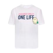 One Life One Planet Smiley T-Skjorte med Trykk