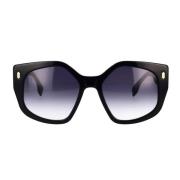 Oversized firkantede solbriller med blåtonede linser