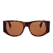 Glamorøse ovale solbriller med Havana-ramme og mørkebrune linser