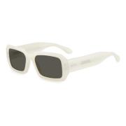 Perlemorhvite solbriller med grå linser