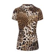 Leopardmønstret T-skjorte i Stretch Bomull