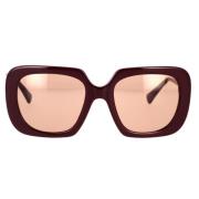 Firkantede solbriller med brune linser og bordeaux ramme