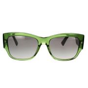 Gjennomsiktig Grønn Firkantet Solbriller med Gråtonede Linser