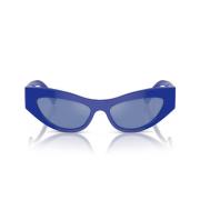 Blå Cat-Eye Solbriller med Sølv Speilende Linser