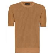 Kamelbrun Strikket T-Skjorte - Oppgrader Garderoben Din