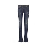 Blå Slim-Fit Jeans med Ripped Detaljer