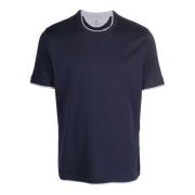 Blå Bomull Crew Neck T-Shirt