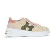 Beige og Grønn Rafia Sneakers - Rebel Kolleksjon