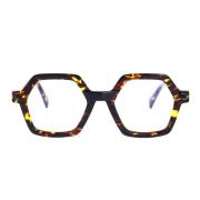 Solbriller med firkantet ramme og gjennomsiktige linser