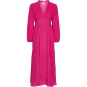Neon Pink Americandreams Umi Long Solid Neon Pink Cotton Dress Kjoler