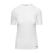 Moderne Hvit Bomull Crewneck T-skjorte